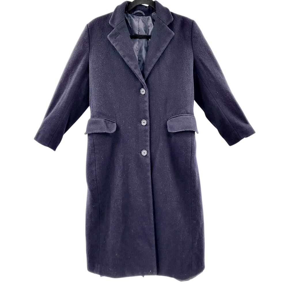 Vtg 90's Continental Airlines R&R Uniforms Blue 100% Pure Wool Trench Coat Sz 4R
